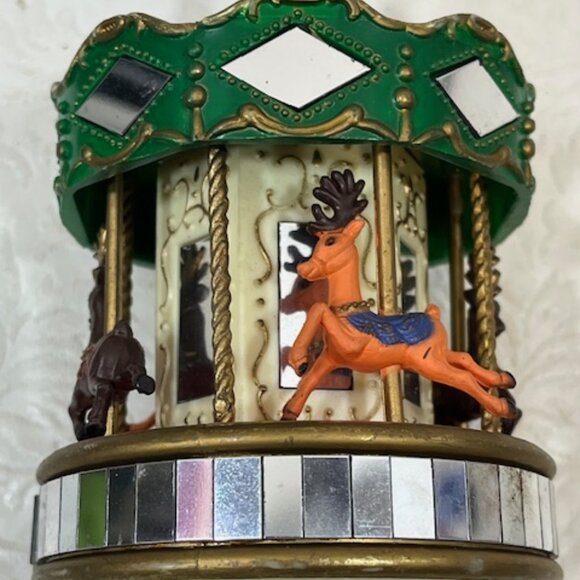 VTG 1991 Noma Carousel Merry Go Round Mirror Christmas Plastic Ornament 4" Tall - Picture 6 of 14